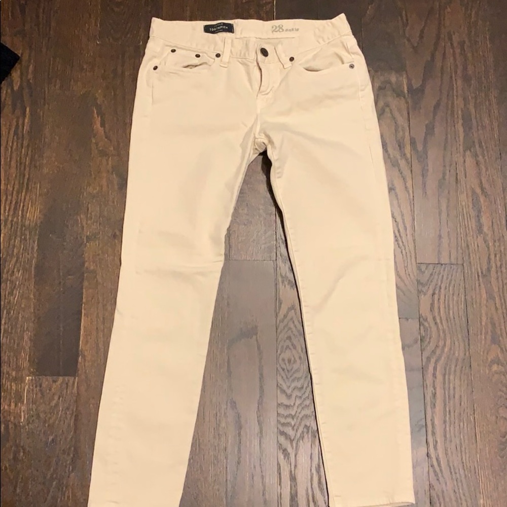 JCrew toothpick ankle cream jean (cropped).